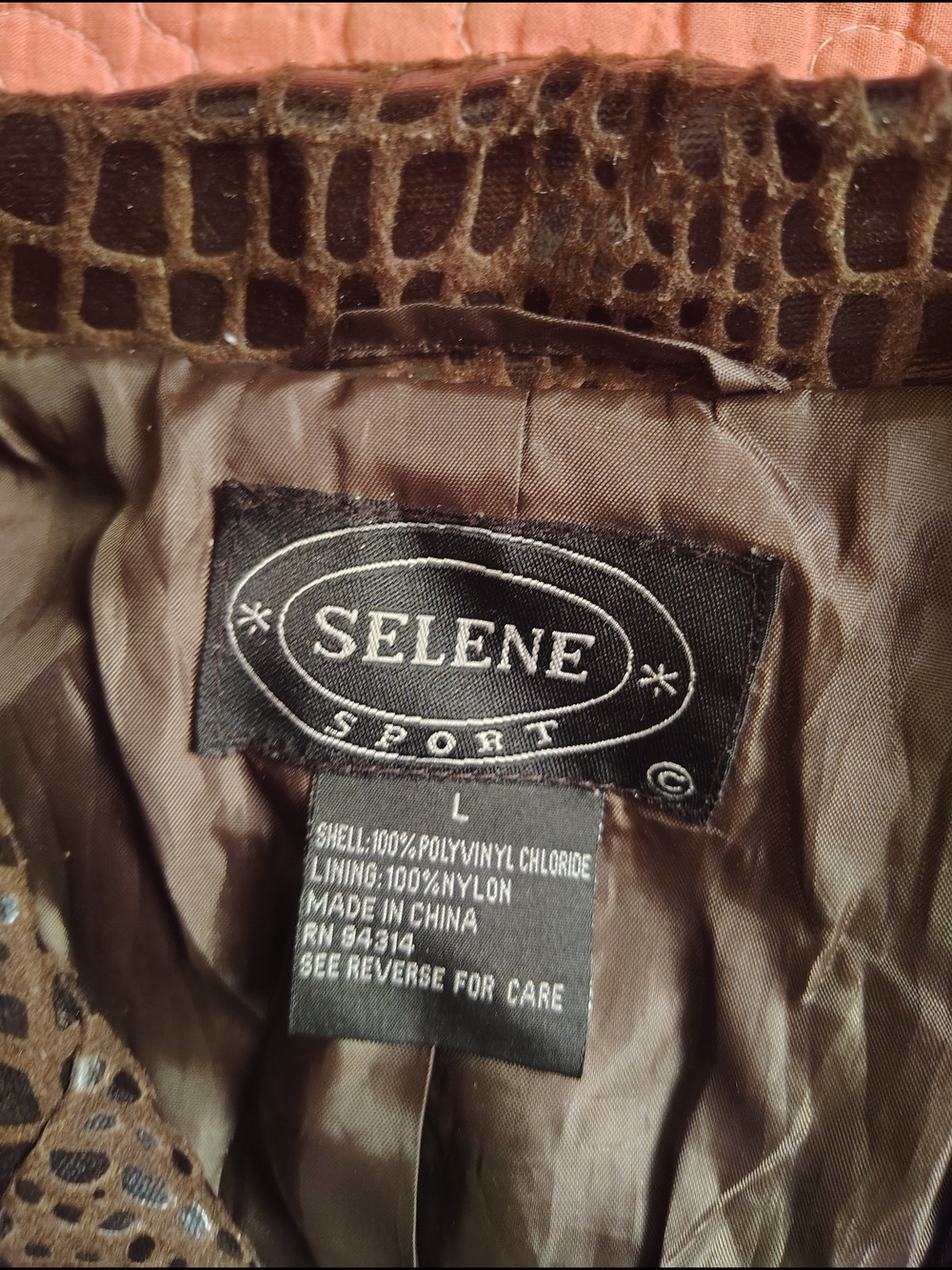 Selene Sport Brown Croc-Embossed Faux Leather Jacket - Picture 2 of 11